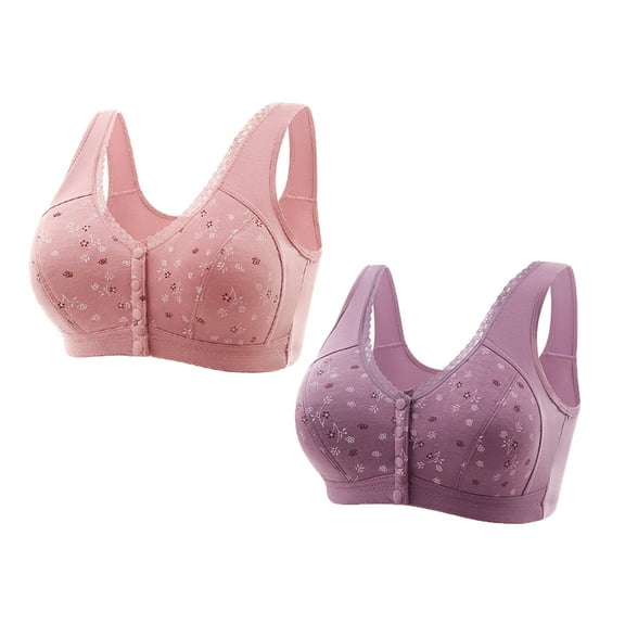 WCJM Women's cotton Hot Pink nylon underwear Thin Laceless Ring Comfortable Breathability Underwear Large Size Brater Buckle Female Bra Deep V Neck Vest Bralette Wireless Seamless Bra