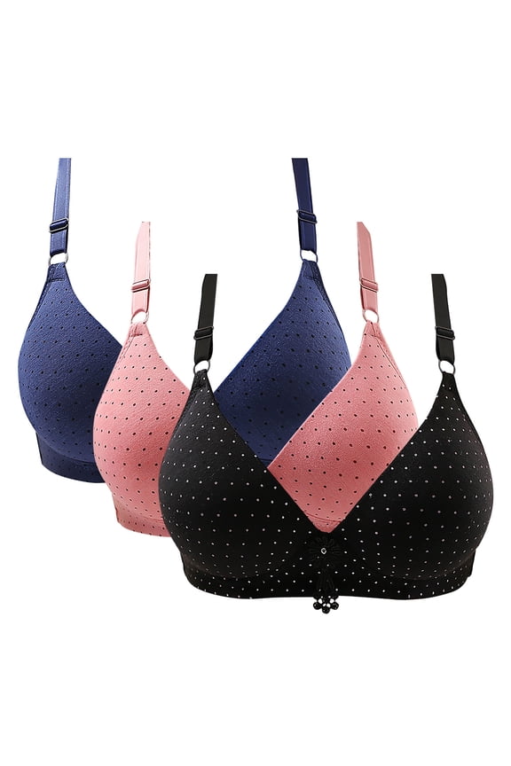 Women's cotton Hot Pink nylon underwear Thin Laceless Steel Ring Comfortable Breathability Underwear Large Size Brater Buckle Female Bra Deep V Neck Vest Bralette Wireless Seamless Bra