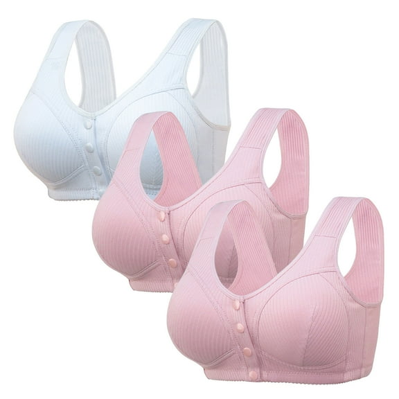 WCJM Women's cotton Hot Pink nylon underwear Thin Laceless Steel Ring Comfortable Breathability Underwear Large Size Brater Buckle Female Bra Deep V Neck Vest Bralette Wireless Seamless Bra