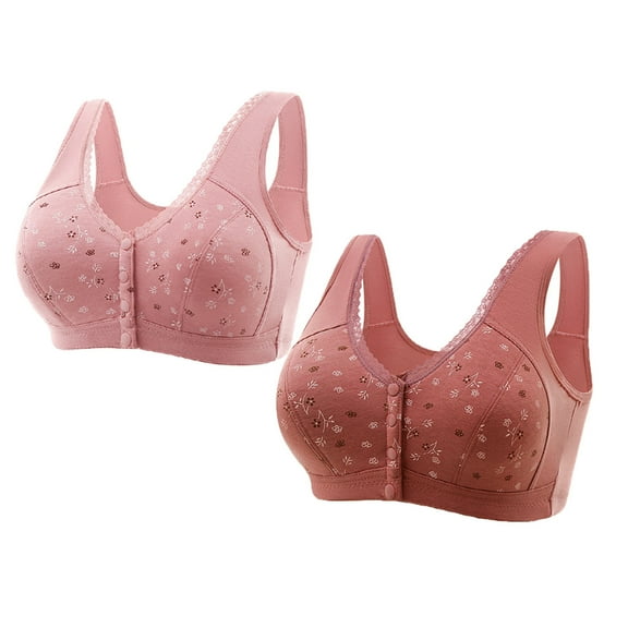 WCJM Women's cotton Pink nylon underwear Thin Laceless Ring Comfortable Breathability Underwear Large Size Brater Buckle Female Bra Deep V Neck Vest Bralette Wireless Seamless Bra