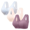 thumbnail image 1 of WCJM Women's cotton Purple nylon underwear Thin Laceless Steel Ring Comfortable Breathability Underwear Large Size Brater Buckle Female Bra Deep V Neck Vest Bralette Wireless Seamless Bra, 1 of 5