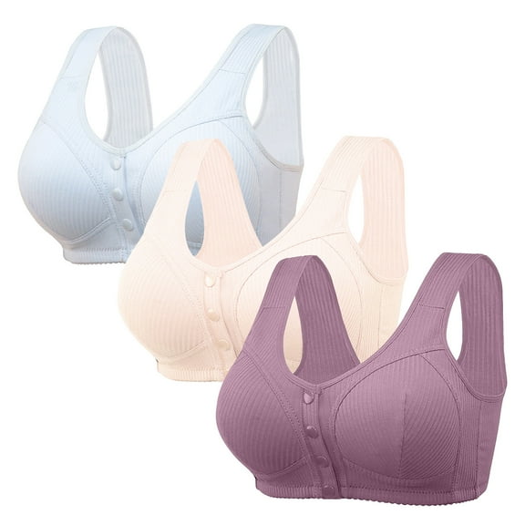WCJM Women's cotton Purple nylon underwear Thin Laceless Steel Ring Comfortable Breathability Underwear Large Size Brater Buckle Female Bra Deep V Neck Vest Bralette Wireless Seamless Bra