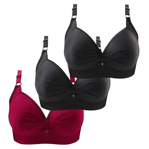 WCJM Women's cotton Red nylon underwear Women Sexy Lace Back Button Shaping Cup Adjustable Shoulder Strap Large Size Bra