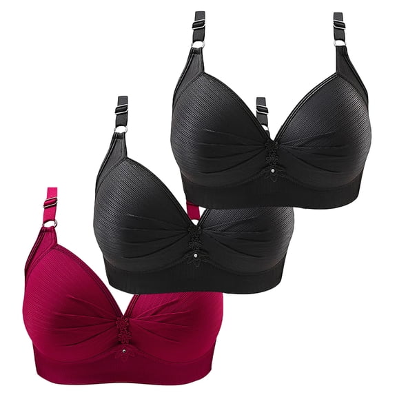 WCJM Women's cotton Watermelon Red nylon underwear Women Sexy Lace Back Button Shaping Cup Adjustable Shoulder Strap Large Size Bra