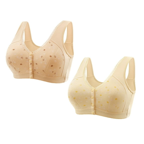 WCJM Women's cotton White nylon underwear Thin Laceless Ring Comfortable Breathability Underwear Large Size Brater Buckle Female Bra Deep V Neck Vest Bralette Wireless Seamless Bra