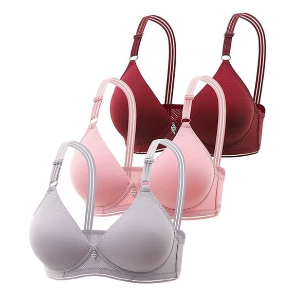 WCJM Women'S Cotton Wine Nylon Underwear Comfort Bras For Women Full Coverage Underwire Button Front Closure Cotton Bra Soft Wireless Underwear Plus Size