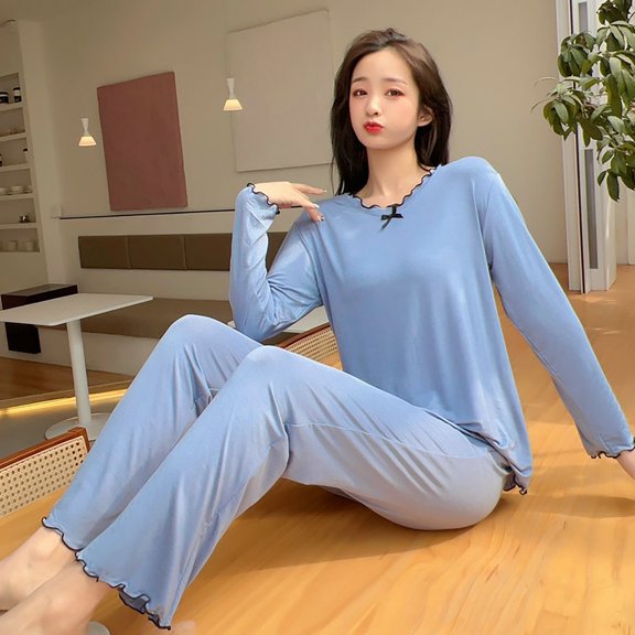 WCJM Women's lace pajamas Black Pajamas Sets For Women Ribbed Knit Sets Soft Short Sleeve Casual Sleepwear Set Polyester,Spandex