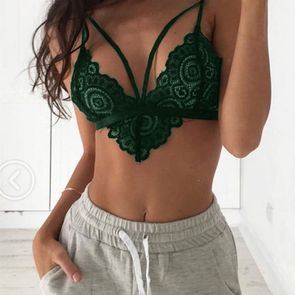 WCJM Women's nylon bra including 1pc underwear Blue Polyester Women Lace Floral Bralette Bralet Bra Bustier Crop Top Cami Unpadded Tank