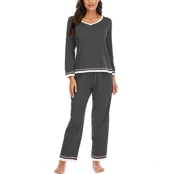 WCJM Women's nylon suit including 1pc top  1pc pants Grey polyester Ladies Casual Pajamas Set Pajamas Summer Ladies Pajamas Set With Pockets