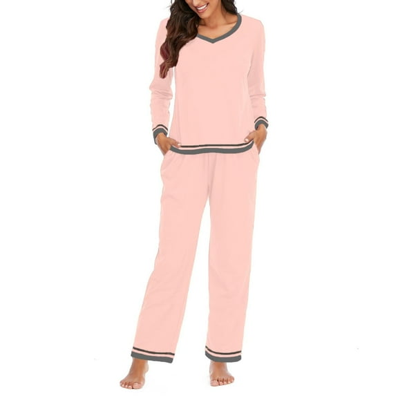 WCJM Women's nylon suit including 1pc top  1pc pants Pink polyester Ladies Casual Pajamas Set Pajamas Summer Ladies Pajamas Set With Pockets