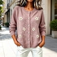 thumbnail image 1 of WCJM Womens Dressy Cardigan Sweaters Long Sleeve Button Down Crewneck Knit Fall Outwear Top (Light Pink,S), 1 of 5