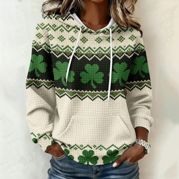 WCJM Womens Hoodies Soft Sweatshirts Women's St. Patrick's Day Graphic Hoodie Long Sleeve Printed Casual Pink Sweatshirt
