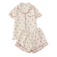 thumbnail image 1 of WCJM Womens Printed Short Sleeve Pajama Set Lapel Collar Button Down Shirt Elastic Waist Shorts Breathable Soft Loungewear, 1 of 2