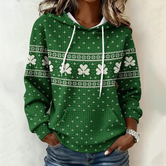 WCJM Womens Purple Hoodies Fashion Sweatshirts Women's St. Patrick's Day Graphic Hoodie Pullover Sweatshirt with Front Pocket