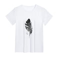 thumbnail image 1 of WCJM Womens Short Sleeve Tops Summer T Shirts Round Neck Causal Fashion Basic Tee Women's Summer Causal Short Sleeve Top Round Neck Stripe T Shirt Blous Women's Short Sleeve T-Shirt, 1 of 3