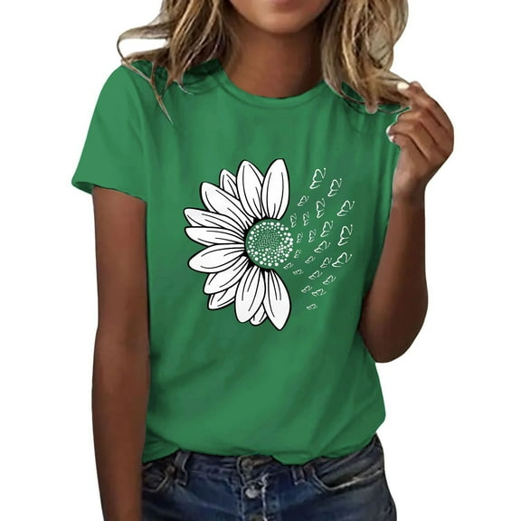 WCJM Womens T Shirts 2025 Short Sleeve V-Neck Shirts Cute Fit Summer Casual Tee Tops S-3Xl Beach Women's Jersey Short-Sleeve Scoop Neck T-Shirt Dress Women's Short Sleeve T-Shirt