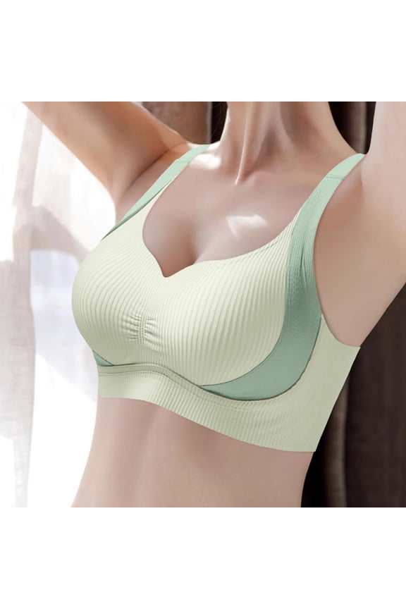 The color of Green1 Nylon and Spandex is the best material for summer clothing Womens Wireless Bra Super Gather Bra Anti Sagging Support Pushup Lifting Bras For Older Women