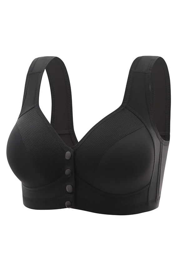 Female B Nylon,Spandex Red Ra Front Buckle Underwear Female Large Size Without Ring Thin Vest Type Bra