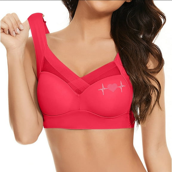 WCJM Woman Nylon,Spandex Pink Ending Bra Womens Everyday Bras Comfortable Wireless Bralettes V Neck Bra Smooth Brassiere Basic Athletics Bras