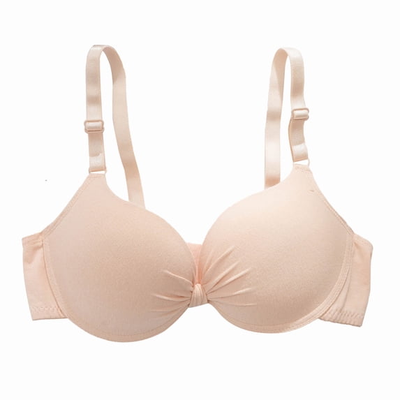 WCJM Women Br Nylon,Spandex Beige A Bra For Women Front Buckle Underwear Full Coverage Padded Wireless Plus Size Thin Stretchable Tank Top Bra