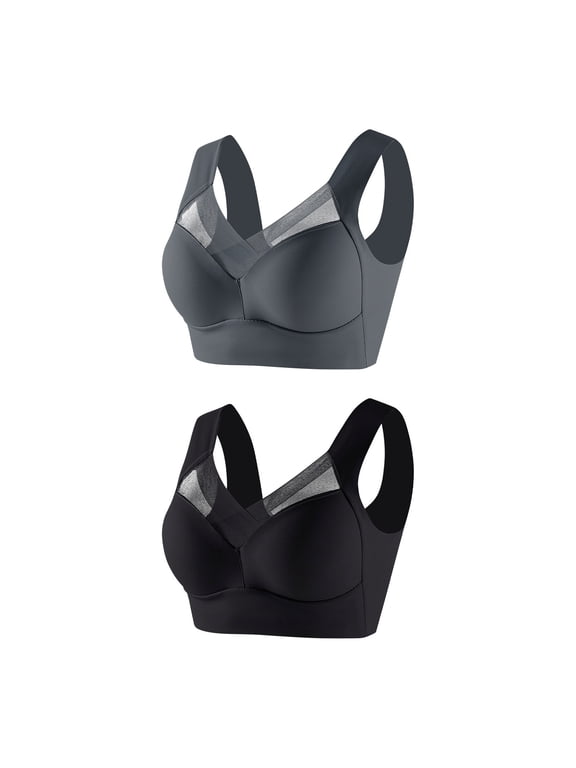 2024 New Posture Correcting Bra Wireless Bra Breathable Comfortable Full Back Cover Plus Size Bralette 2 Pcs