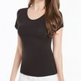 thumbnail image 1 of WCMZJ 2PCS Womens Plus Size T Shirts with Built in Bra Short Sleeve T Shirts Modal Padded Pajamas Wireless Bra Tops Yoga Shirts for Women Black L, 1 of 5