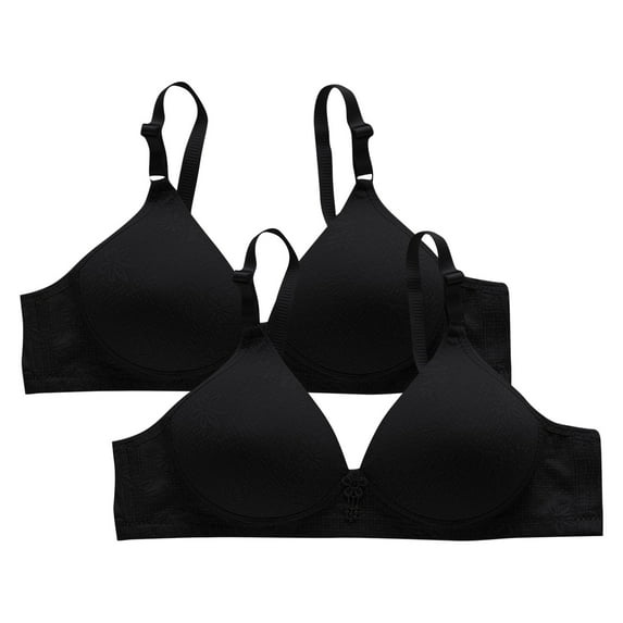 WCMZJ 2Pcs Bra for Women Push Up Wirefree T-Shirt Bras Soft Comfort Deep V Neck Everyday Bra Bralette Lift Up Add One Cup