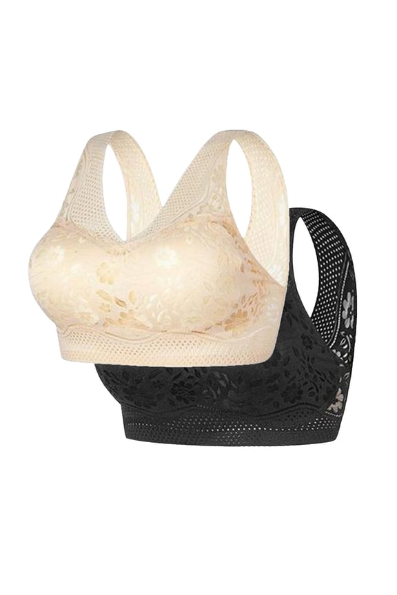 2Pcs Breathable Anti-Sagging Breasts Sports Bras for Women Cooling Comfort Wireless Bra Breathable Lift Up Air Bra