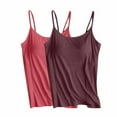thumbnail image 1 of WCMZJ 2Pcs Women's Adjustable Padded Bra Camisole Top Summer Sleeveless Stretch T Shirt Adjustable Spaghetti Straps Yoga Casual Comfy Tank Tops, 1 of 2