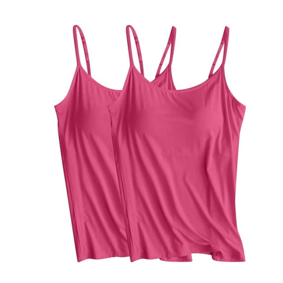 WCMZJ 2Pcs Womens Tank Tops with Built in Bras Summer Trendy Going Out Workout Casual Vest Athletic Cute Basic Camisole Tops