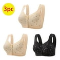 thumbnail image 1 of WCMZJ 3 Pack Daisy Bras for Women No Underwire Front Closure Comfort Senior Wireless Snap Closing Bra Plus Size Push up Bracieres Breathable Bra, 1 of 1