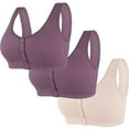 thumbnail image 1 of WCMZJ 3Pack Bras for Older Women Front Closure Daisy Bras Full Support No Underwire Push up Breathable Everyday Bra, 1 of 3