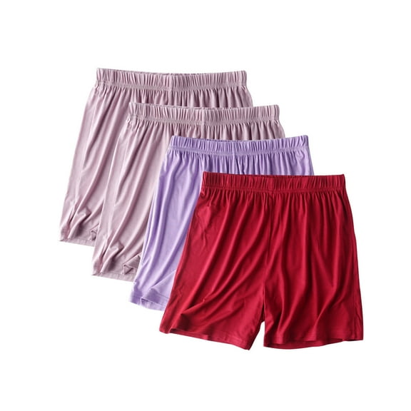 WCMZJ 4 Pack Modal Shorts for Women Ultra-Soft Lounge Shorts Comfy Elastic Waist Pajama Shorts (Available In Plus Size) Purple M