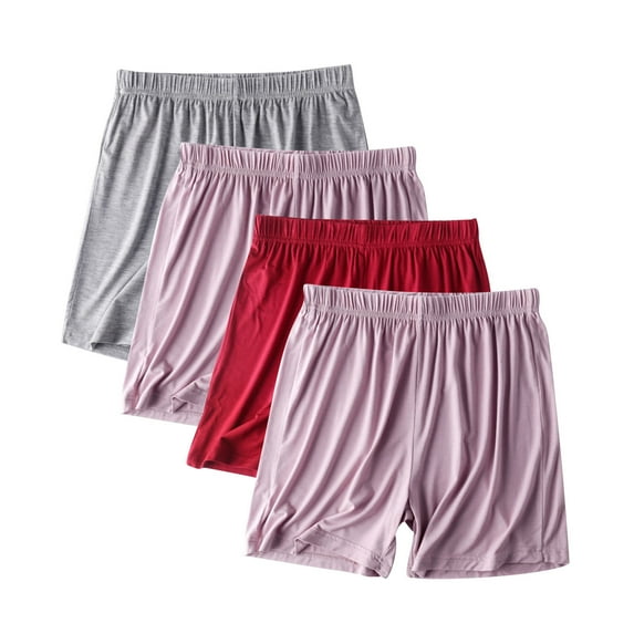 WCMZJ 4 Pack Modal Shorts for Women Ultra-Soft Lounge Shorts Comfy Elastic Waist Pajama Shorts (Available In Plus Size) Wine L