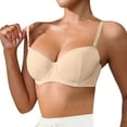 thumbnail image 1 of WCMZJ Balconette T Shirt Bras for Women Sexy Flexible Underwire Bra with Balconette Neckline Pillowy Spacer Cups Beige 75C, 1 of 5