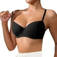 thumbnail image 1 of WCMZJ Balconette T Shirt Bras for Women Sexy Flexible Underwire Bra with Balconette Neckline Pillowy Spacer Cups Black 80B, 1 of 5