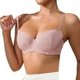 thumbnail image 1 of WCMZJ Balconette T Shirt Bras for Women Sexy Flexible Underwire Bra with Balconette Neckline Pillowy Spacer Cups Pink 80C, 1 of 5