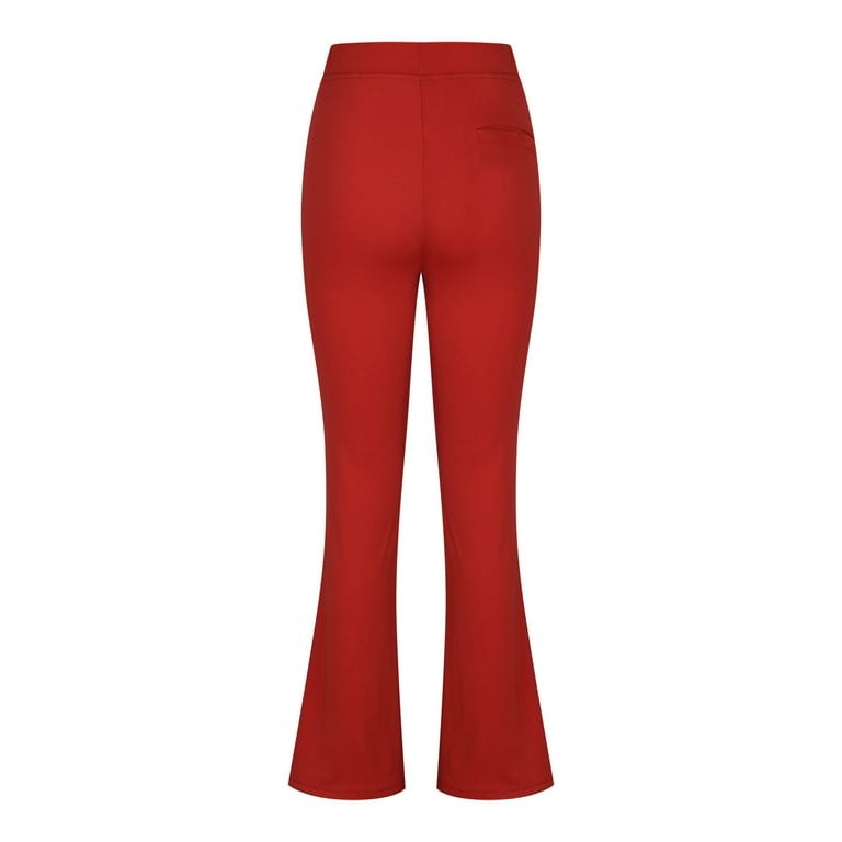 WCMZJ Bootcut Yoga Pants for Women Tummy Control Workout Bootleg Pants High Waist 4 Way Stretch Pants Solid Color Dress Work Pant Slack with Pockets Red XXL Walmart