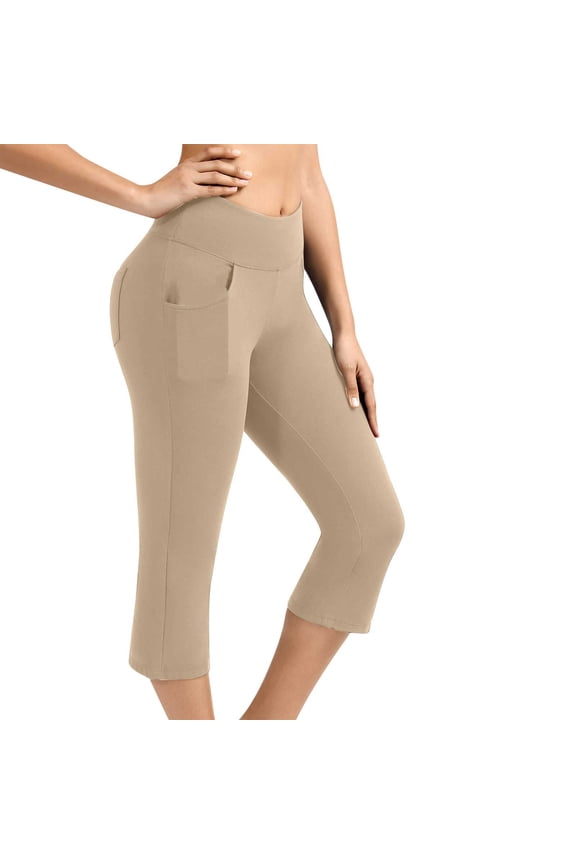 Bootcut Yoga Pants with Pockets for Women Wide Leg Pants High Waist Workout Pants Tummy Control Work Pants 4 Pockets