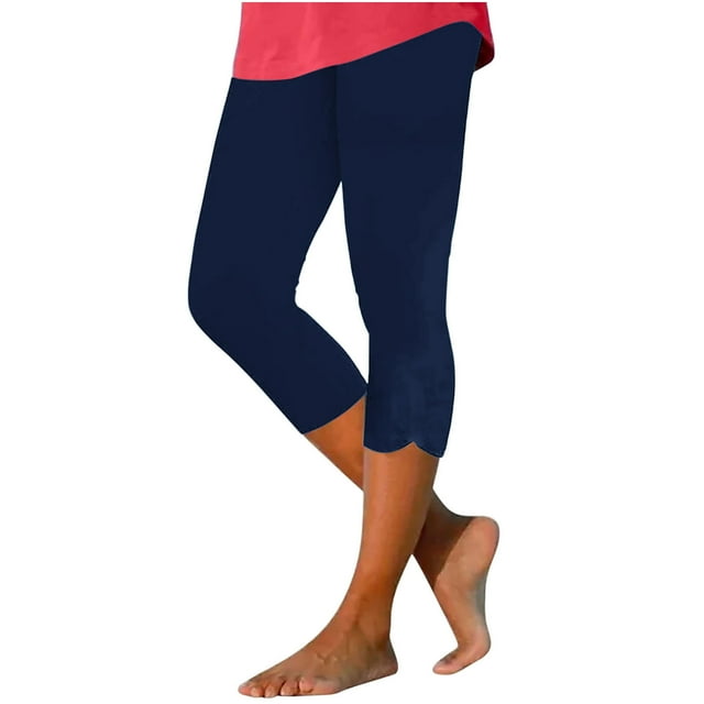 WCMZJ Capri Leggings for Women 2024 Dressy Capris Pants Summer Casual Knee Length Hollow Out Tie Up Capris Leggings Silm Fit Comfy Cropped Pants Navy Blue XXL