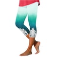 thumbnail image 1 of WCMZJ Capri Leggings for Women Floral Print Tummy Control Butt Lifting Workout Capri Yoga Pants Lace Appliqué Summer Lightweight Capris Green XXL, 1 of 5