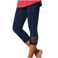 thumbnail image 1 of WCMZJ Capri Leggings for Women Tummy Control High Waisted Yoga Pants Slim Fit Stretch Floral Bottom Leggings Capri Pants Navy Blue XL, 1 of 5