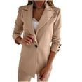 thumbnail image 1 of WCMZJ Casual Blazer Jackets for Women 2024 Fall Long Sleeve Open Front Button Work Office Suit Jacket with Pockets Khaki L, 1 of 9