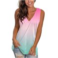 thumbnail image 1 of WCMZJ Clearance Womens Tank Tops Summer Sleeveless V Neck T Shirts Basic Gradient Print Casual Tunic Tops for Leggings Loose Fit Green S, 1 of 3