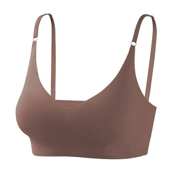 WCMZJ Comfortable Seamless Full Coverage Bra for Women Back Beauty Wireless Bras with Soft Support Regular Brown M