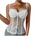 thumbnail image 1 of WCMZJ Corset Tops for Women Floral Lace Sheer Mesh V Neck Adjustable Strap Bustier Crop Tank Tops Bodysuit Party Clubwear, 1 of 9