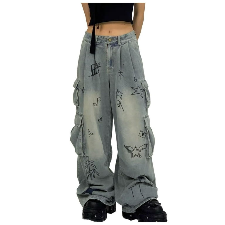 Casual Street Sequins Loose High Waist Straight Patchwork Bottoms Casual Street Sequins Loose High Waist Straight Patchwork Bottoms