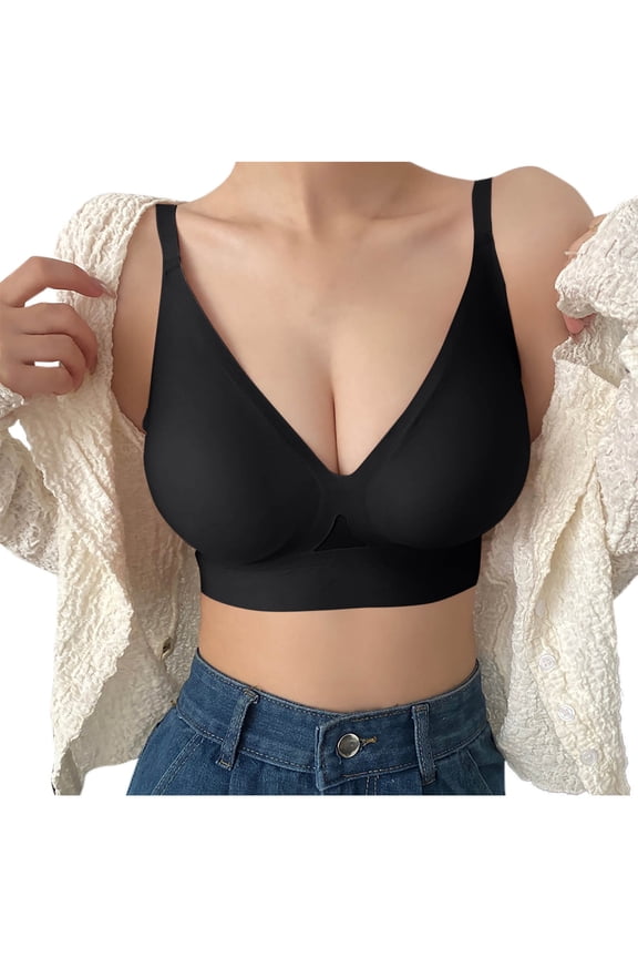 Deep V Bra Low Cut Sexy Push Up Bralettes for Women Padded Comfy Smoothing Wireless Lifting Bras Seamless Bralette