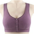 thumbnail image 1 of WCMZJ Front Closure Bra for Older Women Wireless Post-Surgery Bra High Support Bra Convenient Front Button Plus Size Everyday Sleep Bras Purple 5XL（50/115）, 1 of 7
