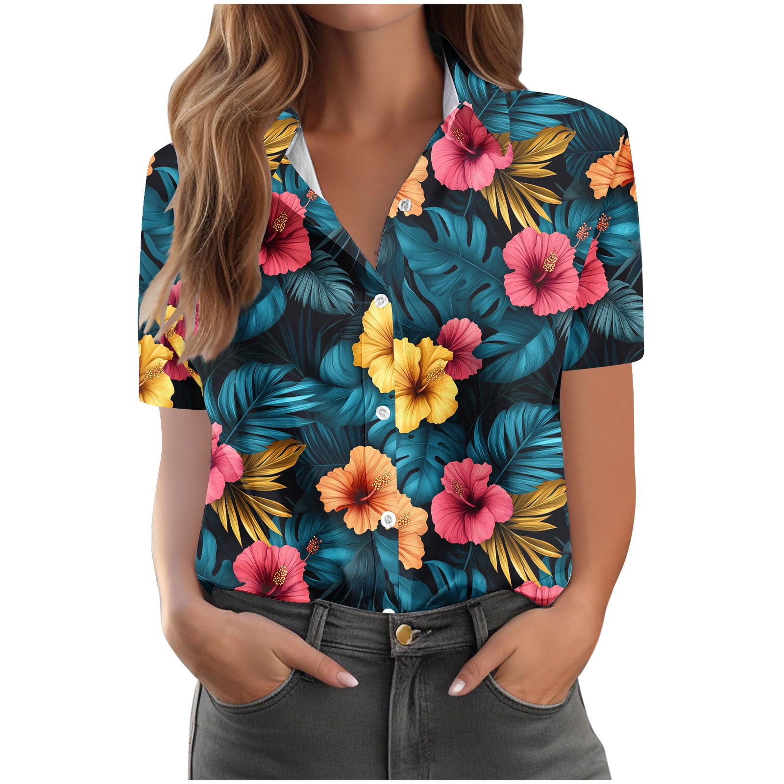 WCMZJ Hawaiian Shirts for Women Summer Beach Shirt Tropical Shirts — free download